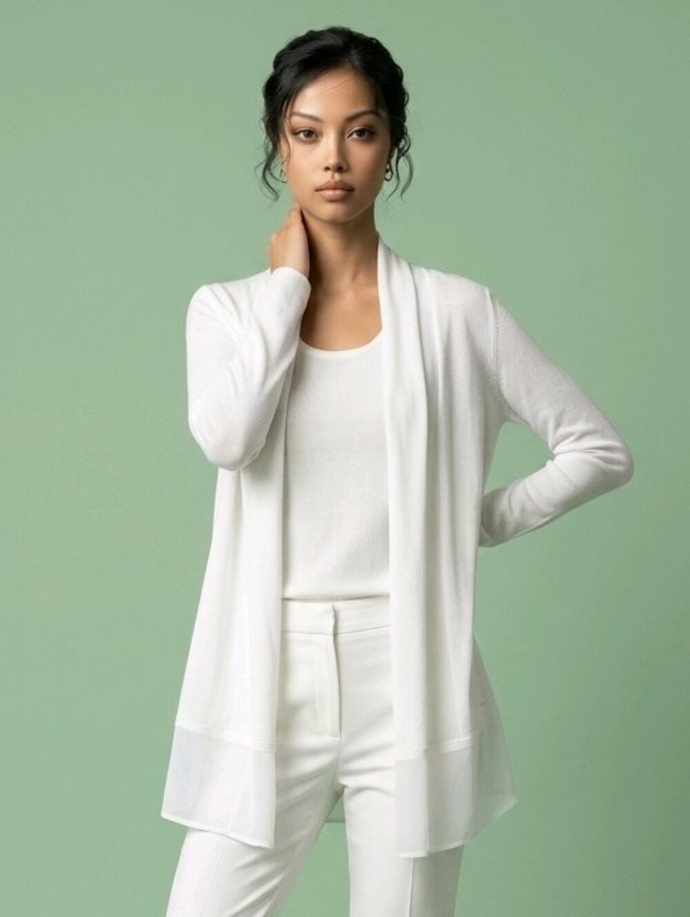 Tahari White Knit Cardigan